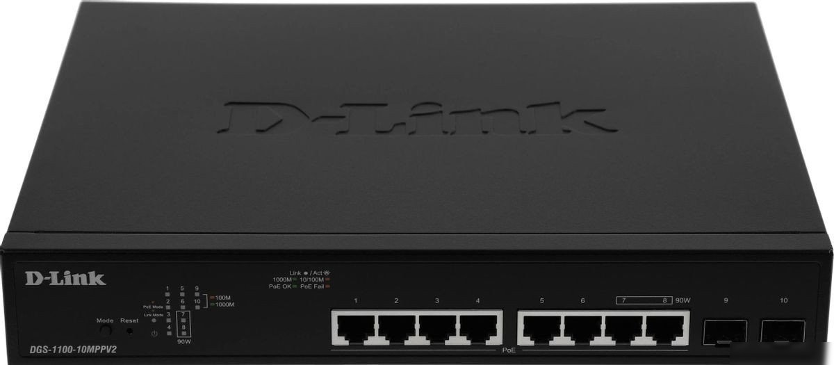 Управляемый коммутатор 2-го уровня D-Link DGS-1100-10MPPV2/A