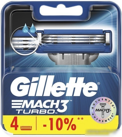 Сменное лезвие Gillette Mach3 Turbo (4 шт)