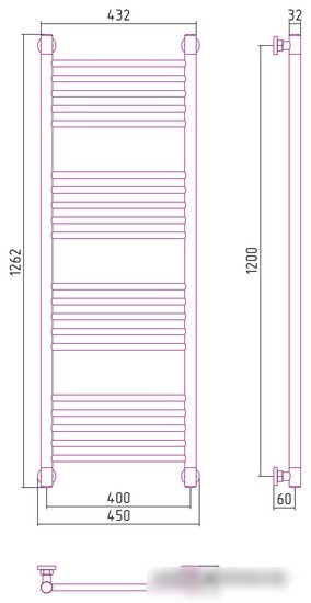Полотенцесушитель Сунержа Богема+ прямая 1200х400 03-0220-1240