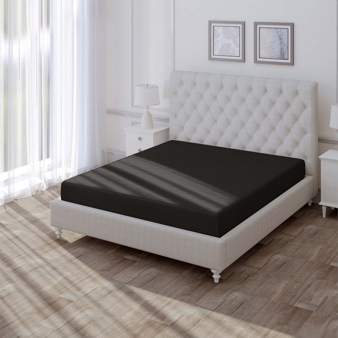 Постельное белье Verossa Stripe 140x200x20 730587 (Black, на резинке)