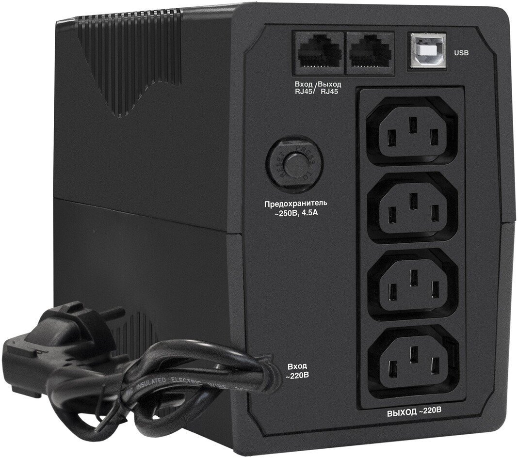 Источник бесперебойного питания ExeGate Power Back BNB-1000.LED.AVR.4C13.RJ.USB