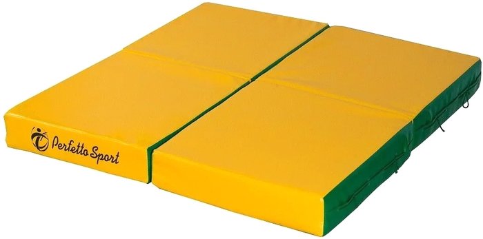 Cпортивный мат Perfetto Sport №11 складной 100x100x10 (зеленый/желтый)