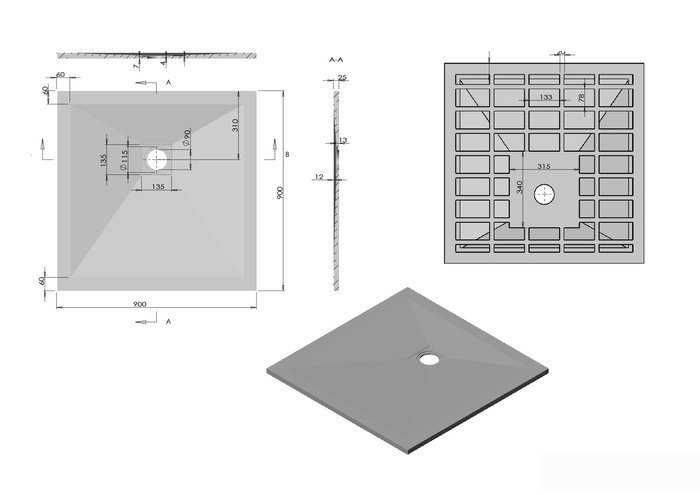 Душевой поддон Vincea VST-4SR9090W 90x90