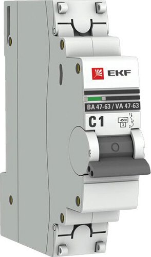 Выключатель автоматический EKF ВА 47-63 1P 1А (C) 4.5kA PROxima mcb4763-1-01C-pro