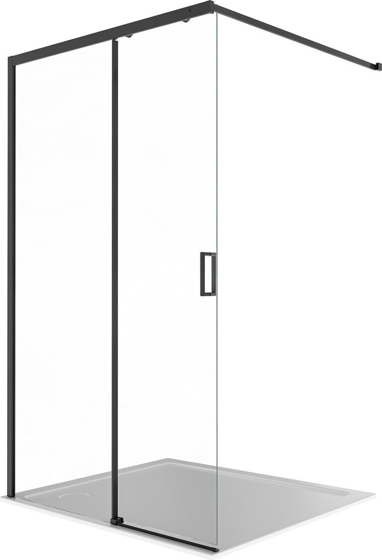 Душевая стенка Aquatek Walk in с держателем 120x200 AQ.WISL.120.1BL (черный/прозрачное стекло)