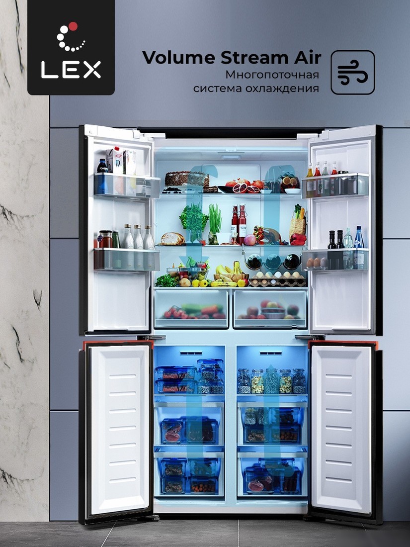 Четырёхдверный холодильник LEX LCD450BlXOrID