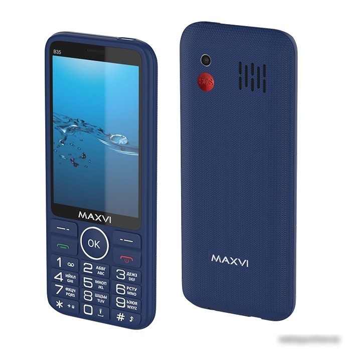 Кнопочный телефон Maxvi B35 (синий)