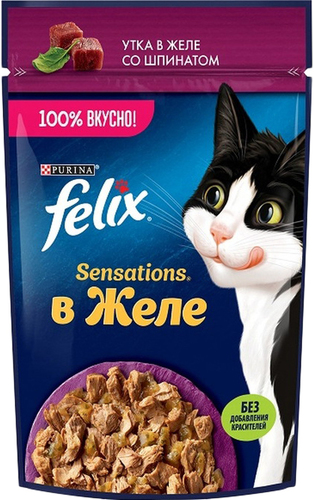 Пресервы Felix Sensations в желе с уткой и шпинатом 75 г