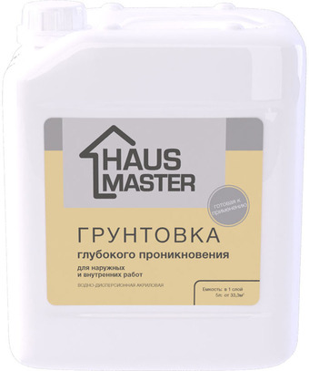 Водно-диспрессионная грунтовка Haus Master Глубокого проникновения (10 л, бесцветный)
