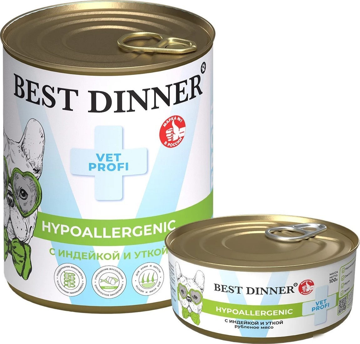Консервированный корм для собак Best Dinner Hypoallergenic Exclusive с индейкой и уткой (340 г)