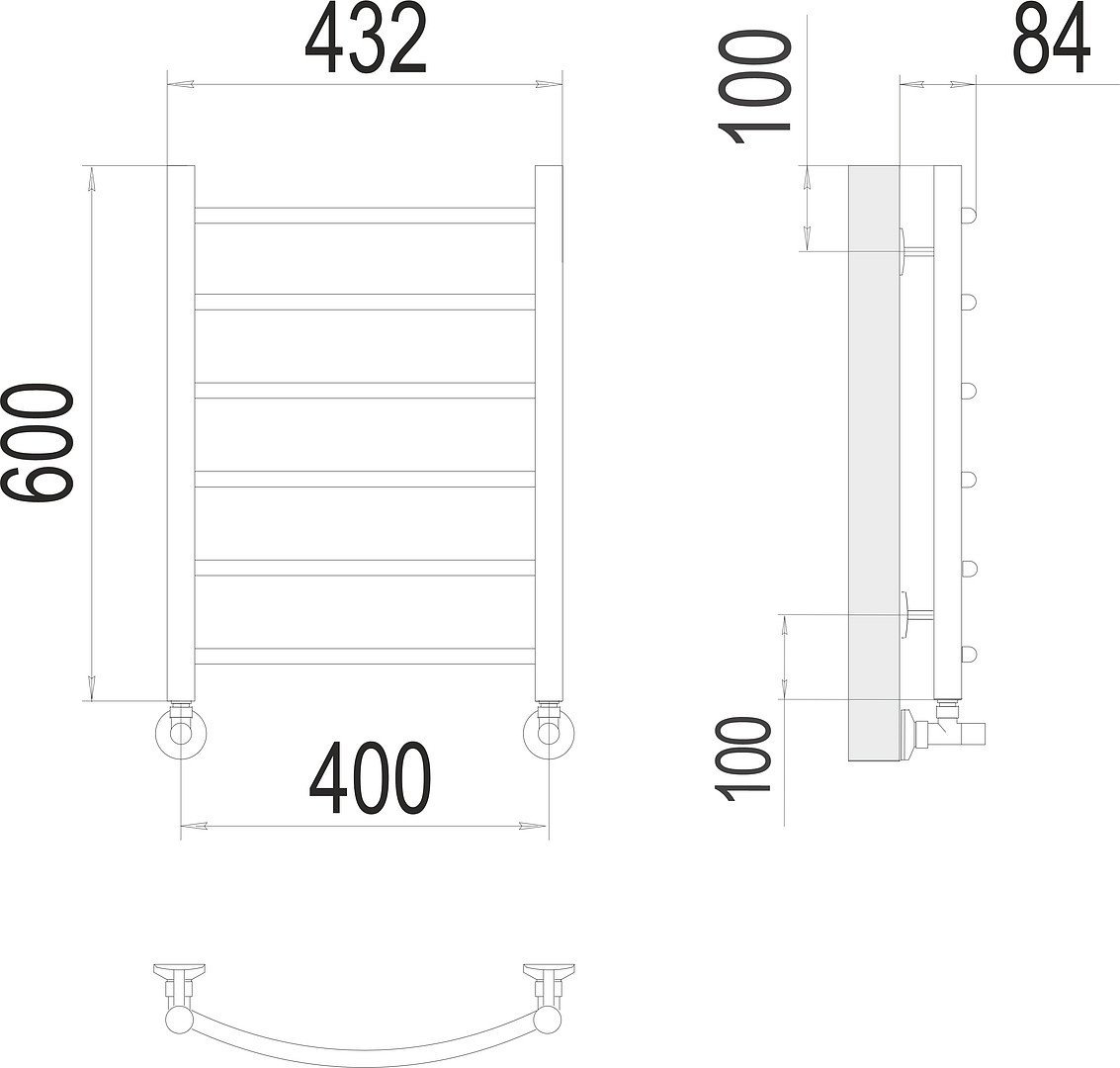 Полотенцесушитель TERMINUS Классик П6 400x600 (RAL 9005 черный)