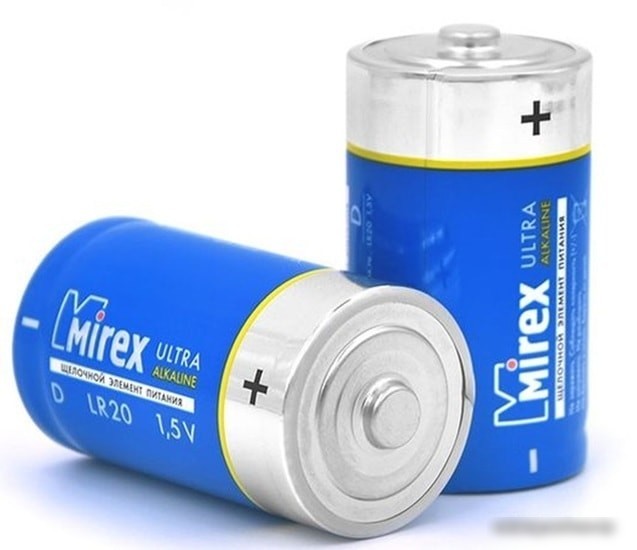 Батарейки Mirex LR20 D Алкалайн 2 шт 23702-LR20-S2