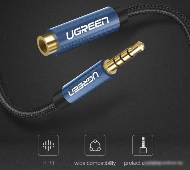 Кабель Ugreen AUX - AUX AV118-40674 (1.5 м, черный)