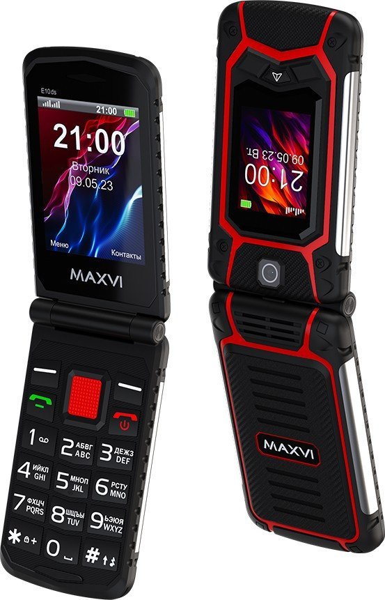 Кнопочный телефон Maxvi E10ds (красный)