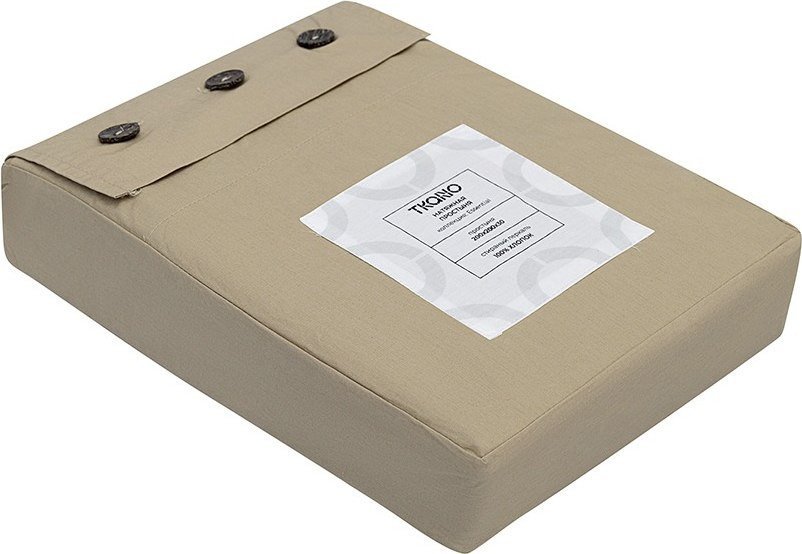 Постельное белье Tkano Essential TK24-FS0031 на резинке (бежевый/серый)