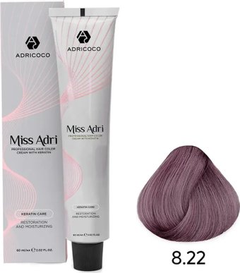 Крем-краска Adricoco Miss Adri 8.22 (100мл, светлый блонд интенсивный фиолетовый)