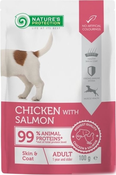 Консервированный корм для собак Nature's Protection Skin and Coat Dog Adult с курицей, лососем NPUPF63660 22 шт