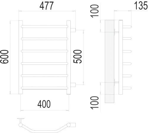 Полотенцесушитель TERMINUS Классик П6 400x600 бп