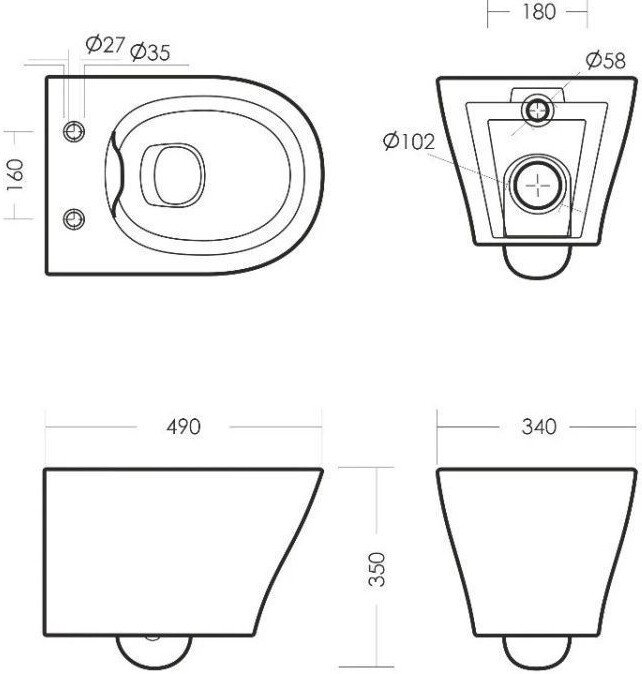 Унитаз подвесной Sanita Breeze Rimless WC.WH/Breeze/DM.Rim/WHT.G/S1