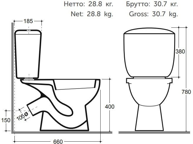 Унитаз напольный Керамин Фест МС Инкоэр (однорежимный)
