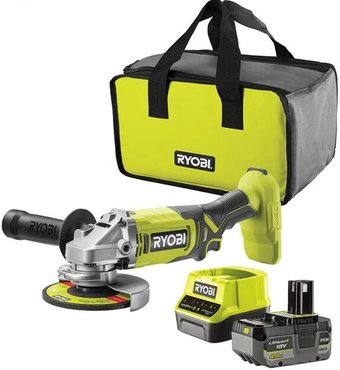 Угловая шлифмашина Ryobi RAG18125-1C40S 5133005643 (с 1-им АКБ, сумка)