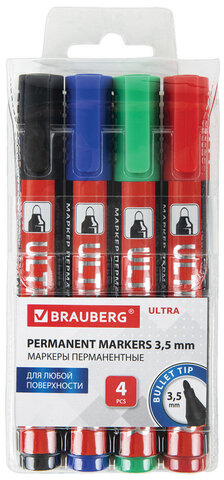 Маркер перманентный BRAUBERG Ultra Marker 152208 (4 шт)
