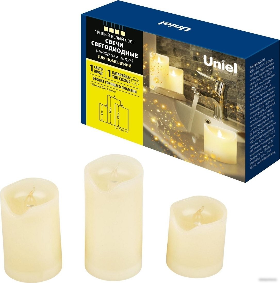 Новогодняя свеча Uniel ULD-F060 WARM WHITE CANDLE SET3 UL-00008593