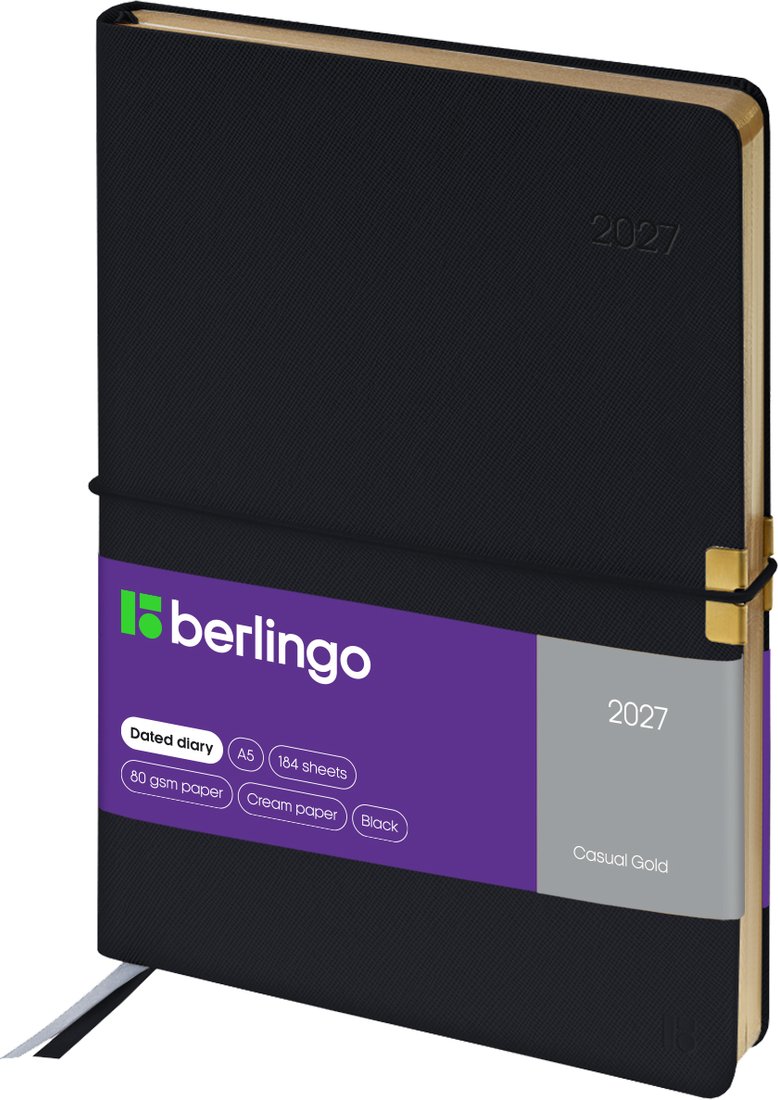 Ежедневник Berlingo Casual Gold 2027г DD7_F0001 (184л, черный)