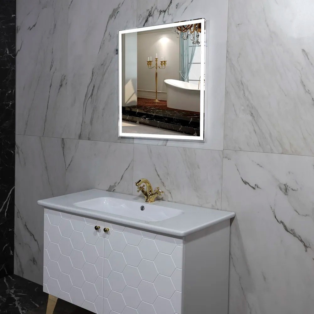 Пекам Зеркало Greta 70x80 greta-70x80B (с подсветкой и бесконтактным сенсором)