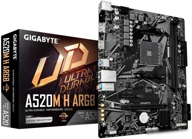 Материнская плата Gigabyte A520M H ARGB (rev. 1.0)