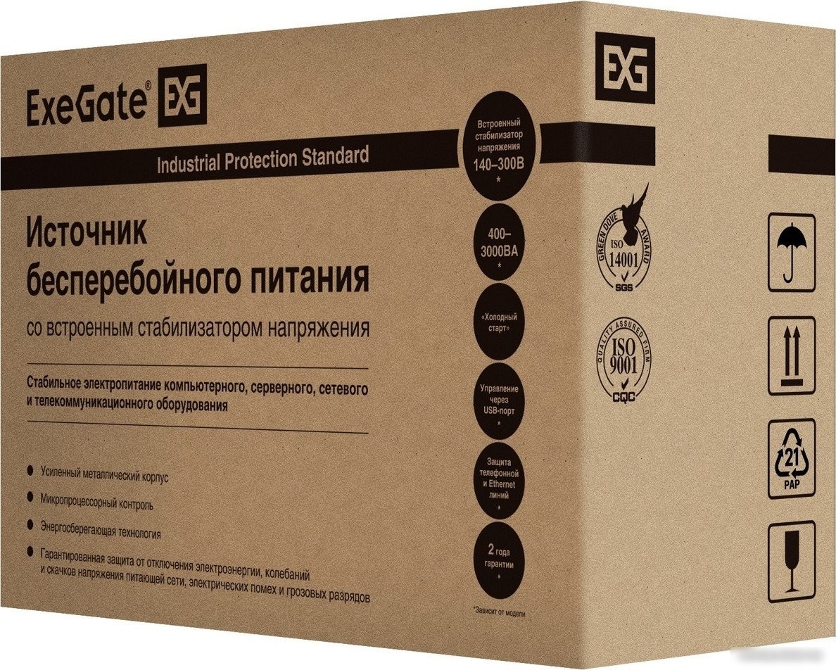 Источник бесперебойного питания ExeGate Power Smart ULB-850.LCD.AVR.2SH.RJ.USB EP285478RUS