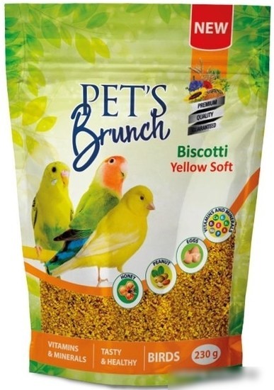 Корм для птиц Pet's Brunch Функциональный десерт Biscotti Yelow Soft 230 г Корм для птиц Pet's Brunch Функциональный десерт Biscotti Yelow Soft 230 г