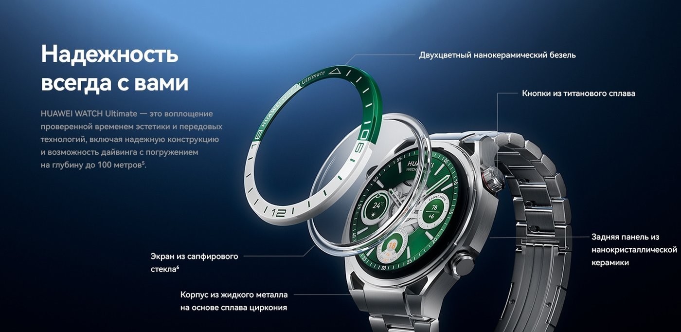 Умные часы Huawei Watch Ultimate (серебристый океан)