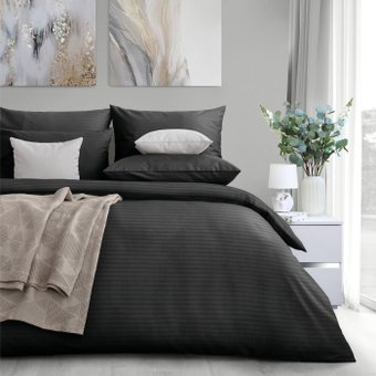Постельное белье Verossa Stripe Евро 929793 (50x70, 2шт, 70x70, 2шт, Black)