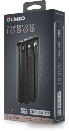 Внешний аккумулятор Olmio L-10 10000mAh (черный)