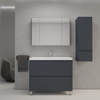 Symbolite Тумба под умывальник Манхэттен 100 Plus 2 ящика + Line 100x48 (графит)