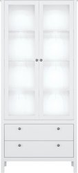 Шкаф-витрина Black Red White Ewa REG2W2S с подсветкой (белый)