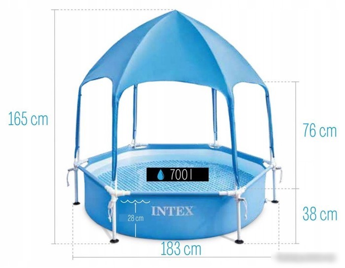 Каркасный бассейн Intex Metal Frame с навесом 28209NP (183x38)