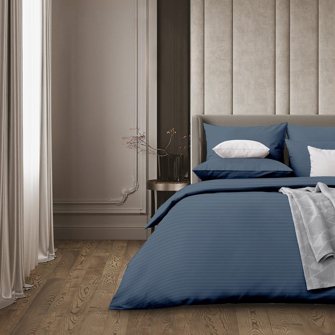 Постельное белье Нордтекс Verossa Stripe на резинке 180x200x30 925741 (Sapphire)