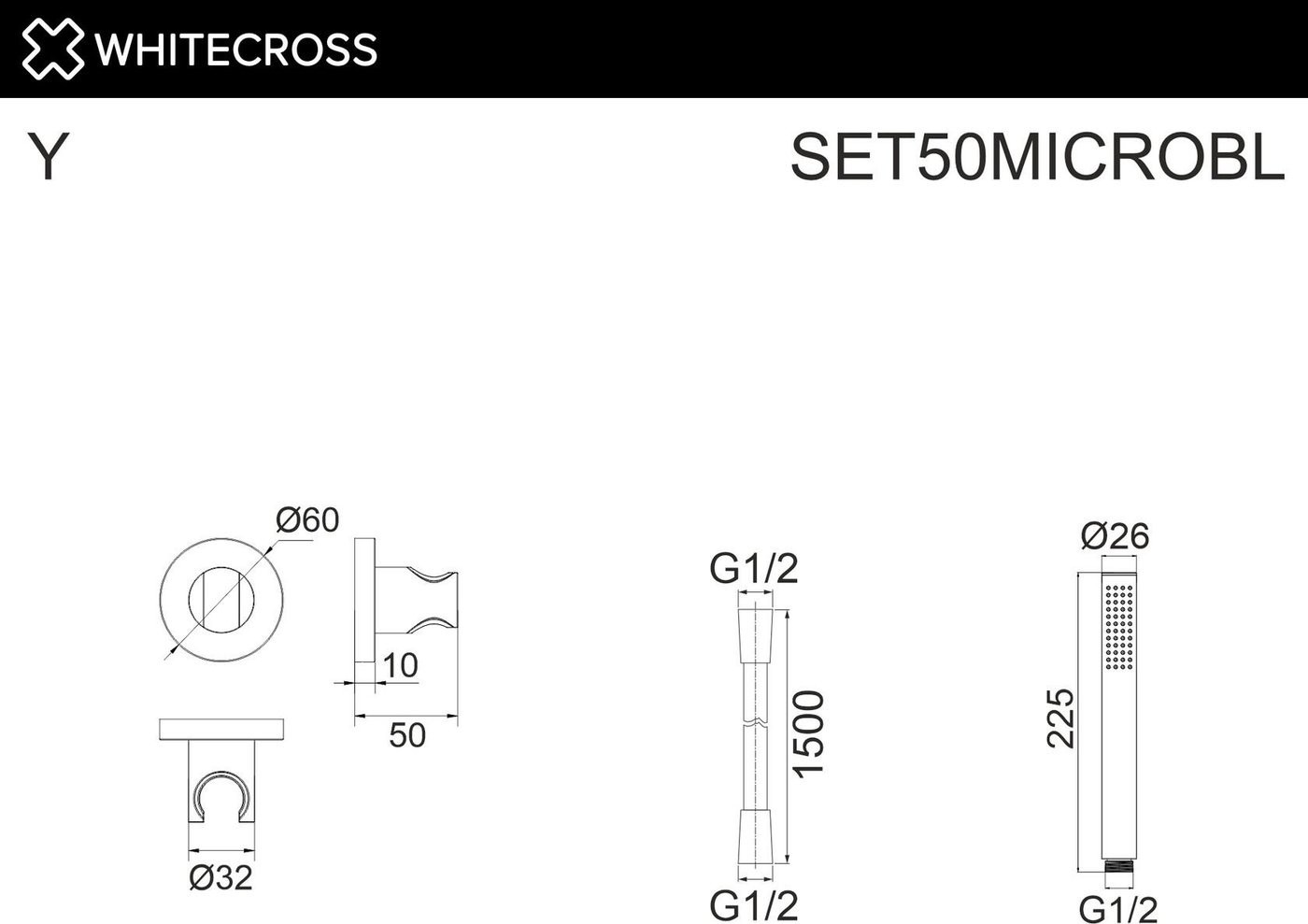 Душевой гарнитур Whitecross SET50MICROBL (черный матовый)