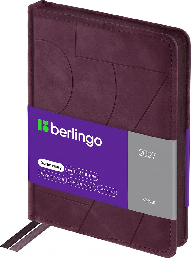 Ежедневник Berlingo Velvet 2027г DD7_43604 (184л, бордовый)