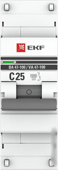 Выключатель автоматический EKF PROxima ВА 47-100 1P 25А (C) 10kA mcb47100-1-25C-pro