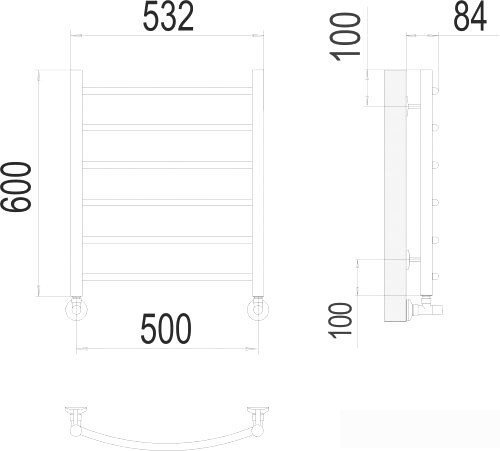 Полотенцесушитель TERMINUS Классик П6 500x600 нп