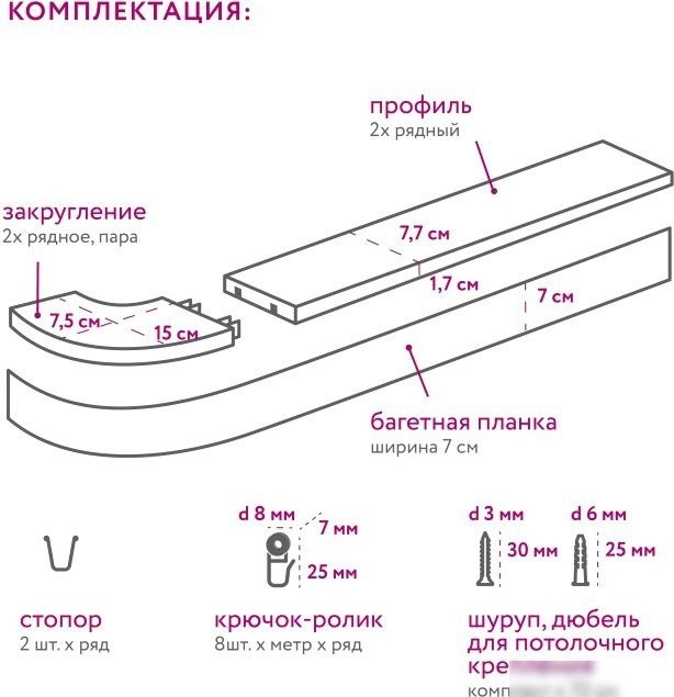 Карниз для штор Legrand Глэдис 7см 2.4м 2р с поворотами 58139336 (белый/золотой)