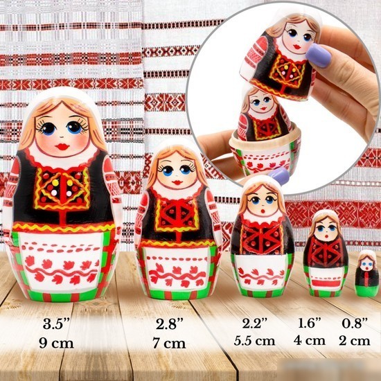 Развивающая игрушка Брестская Матрешка Народные костюмы Беларуси. Калинковичский строй (набор 5 шт)