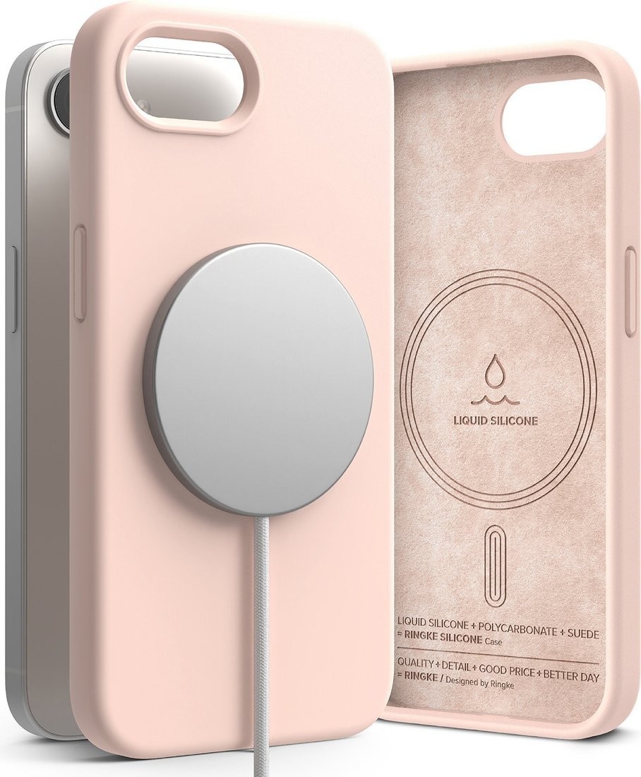 Чехол для телефона Ringke Silicone Magnetic для iPhone 17e/16e (Pink Sand)
