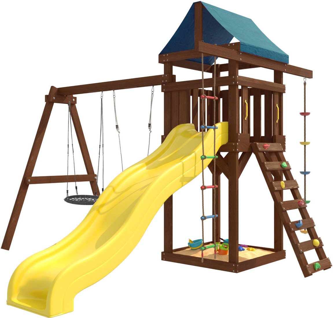 Игровой комплекс National Tree Company с качелями лодочка и гнездом 60 IgroWoods ДП-3 Premium