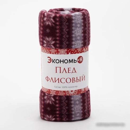 Плед Экономь и Я Зимний орнамент 6881732 130x150 (бордовый, 160 гр/м2)