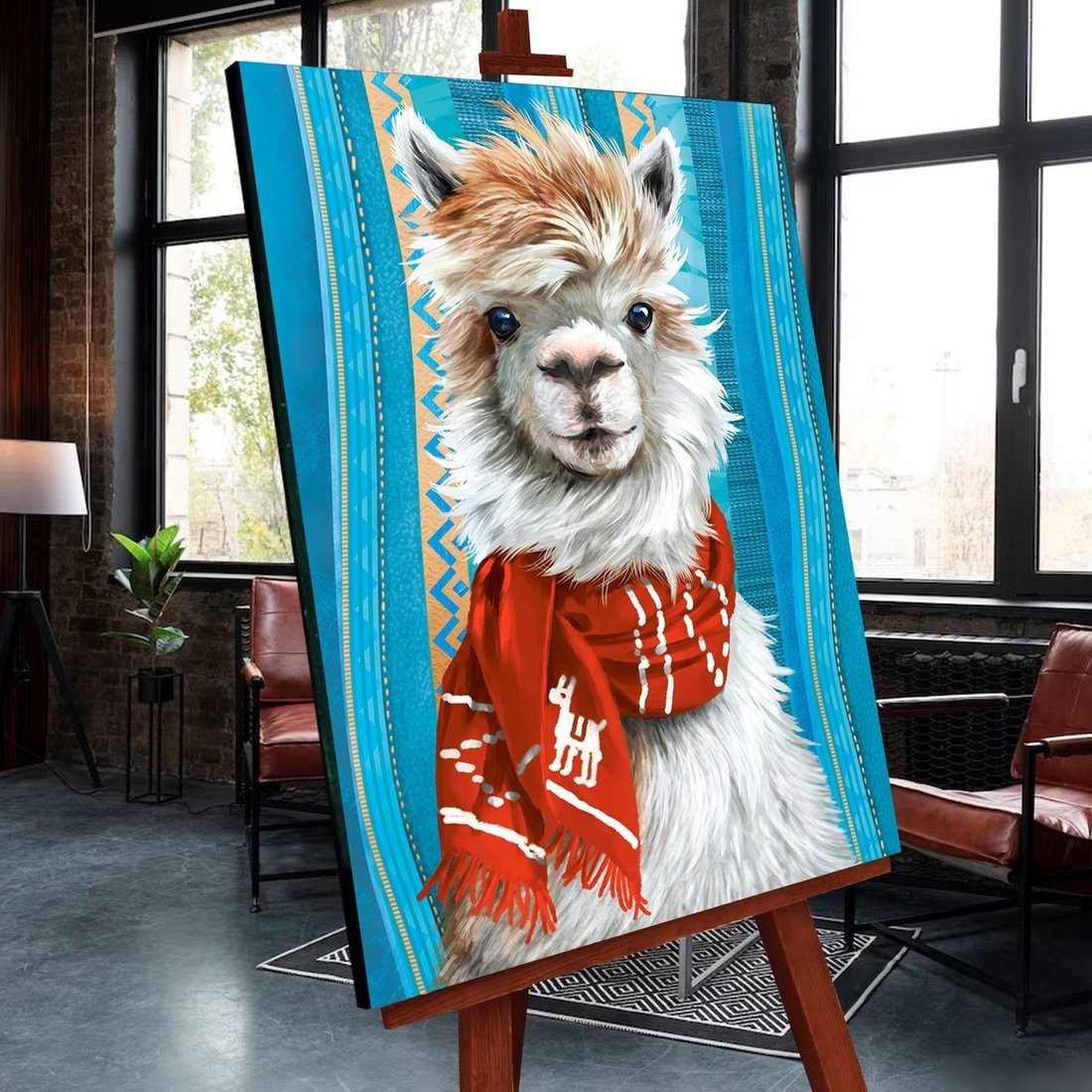 Картина по номерам Молли Лама в шарфе 40x50 FHR0592