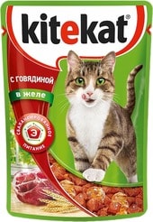 Корм для кошек Kitekat с говядиной в желе 0.085 кг